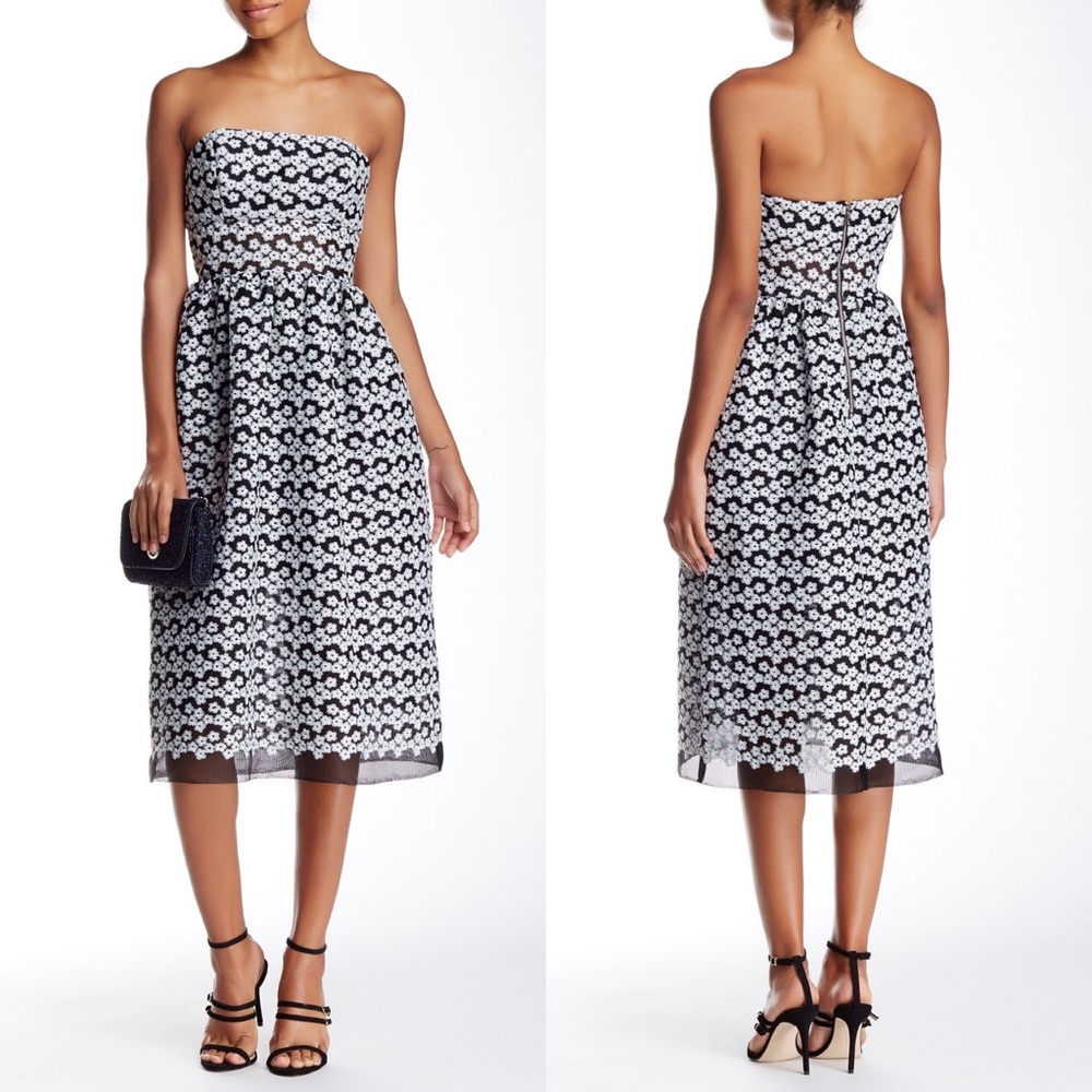 ABS Allen Schwartz Strapless Embroidered Dress